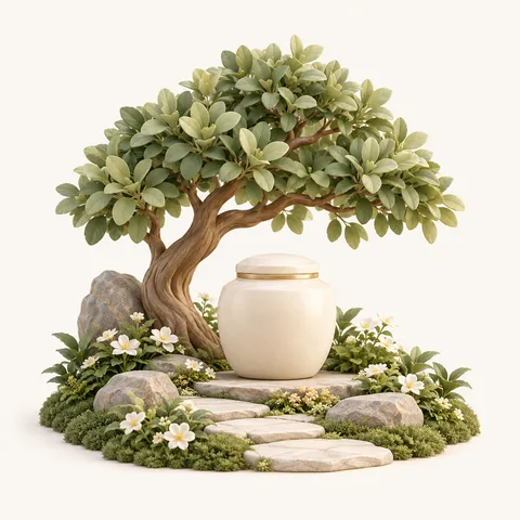 화장·장지를 표현한 3D 일러스트